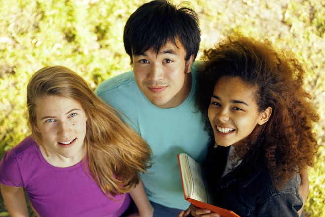 international group of students close up smiling