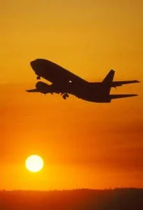 Plane flying overseas.